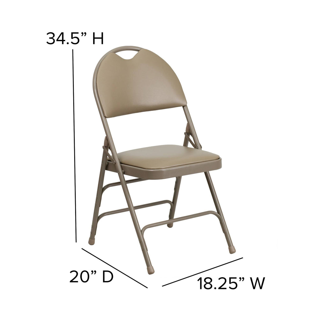 Beige Vinyl Metal Folding Chair Z968109