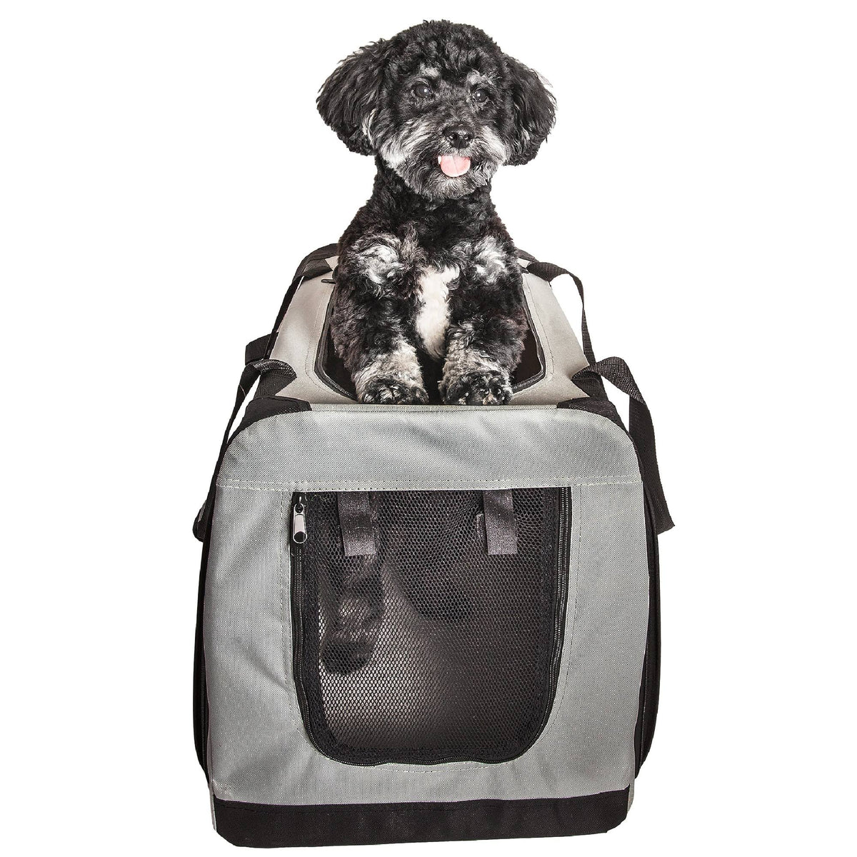 Grey Metal Framed Soft-Folding Dog Crate E3263