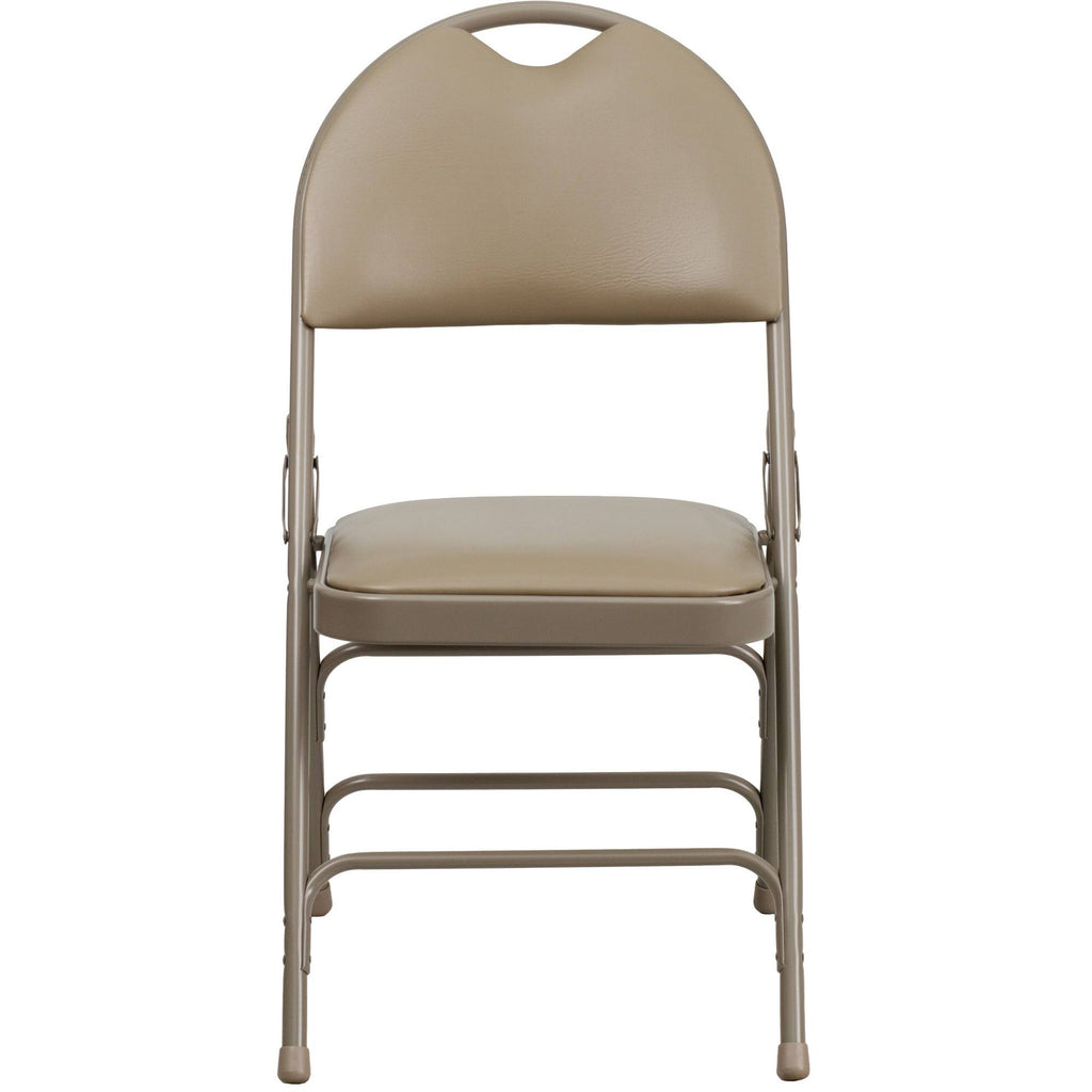 Beige Vinyl Metal Folding Chair Z968109
