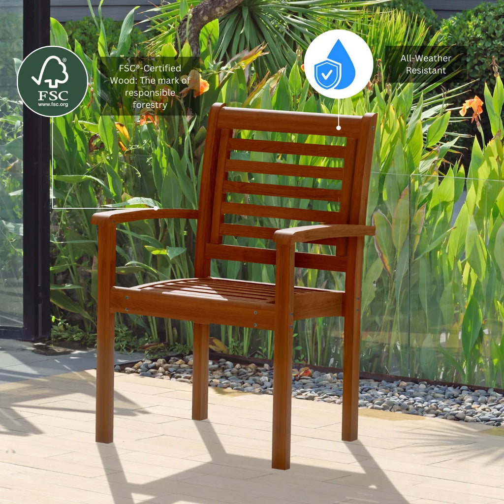 Eucalyptus 9-Piece Extendable Rectangular Patio Dining Set U3875