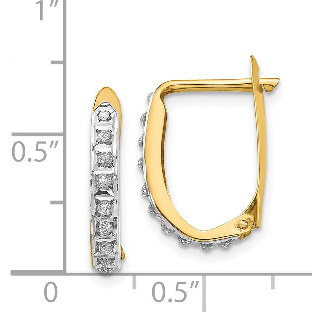14K Yellow Gold Diamond Hinged Hoop Earrings U3500