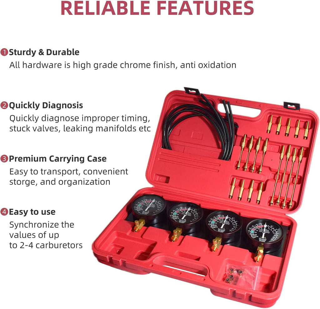 Universal Vacuum Carburetor Synchronization Balancer Gauge Adjustment Tool Kit M197