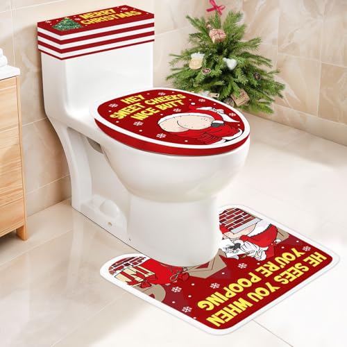 Set of 4 Toilet Seat Cover Sets with Lid Cover Rug Tank Cover B818
