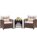 3 Pieces PE Rattan Wicker Patio Furniture Set with Chairs and Table L43301