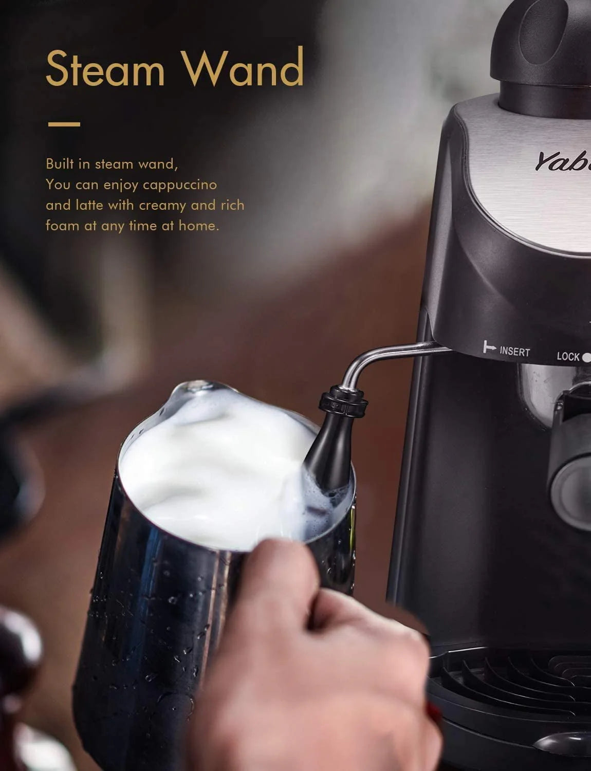 3.5 Bar 4 Cup Steam Espresso Cappuccino Maker with Milk Frother, Black D8667
