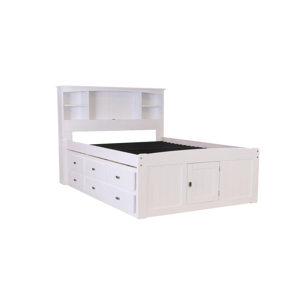 Solid Pine Bookcase Bed in Casual White C966