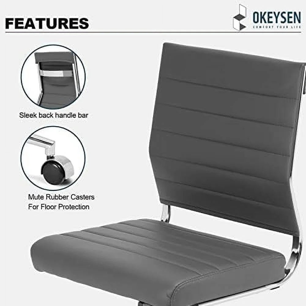 Armless Leather Swivel Office Chair X619
