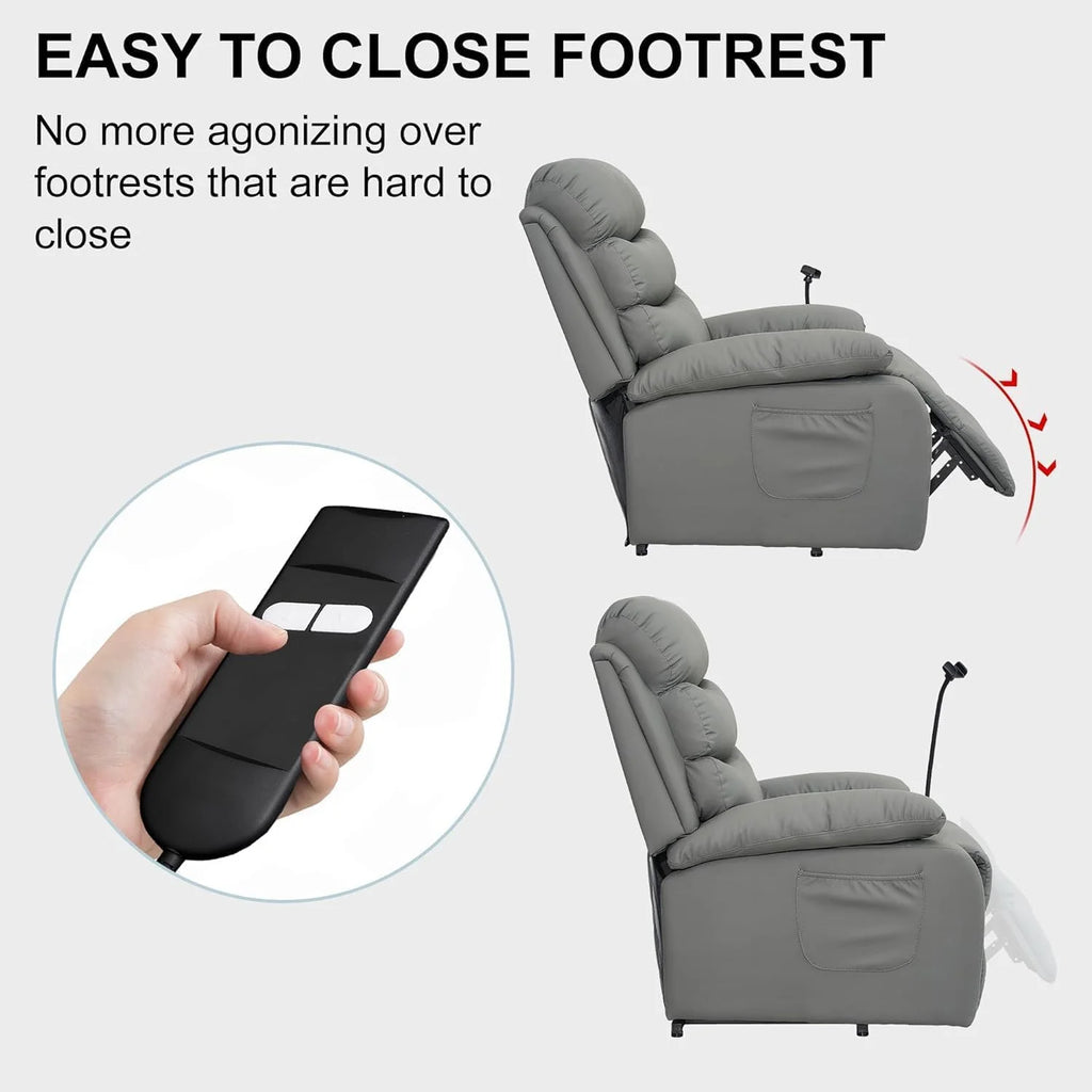 Dark Gray Micro Leather Power Lift Recliner Chair with Remote J748083