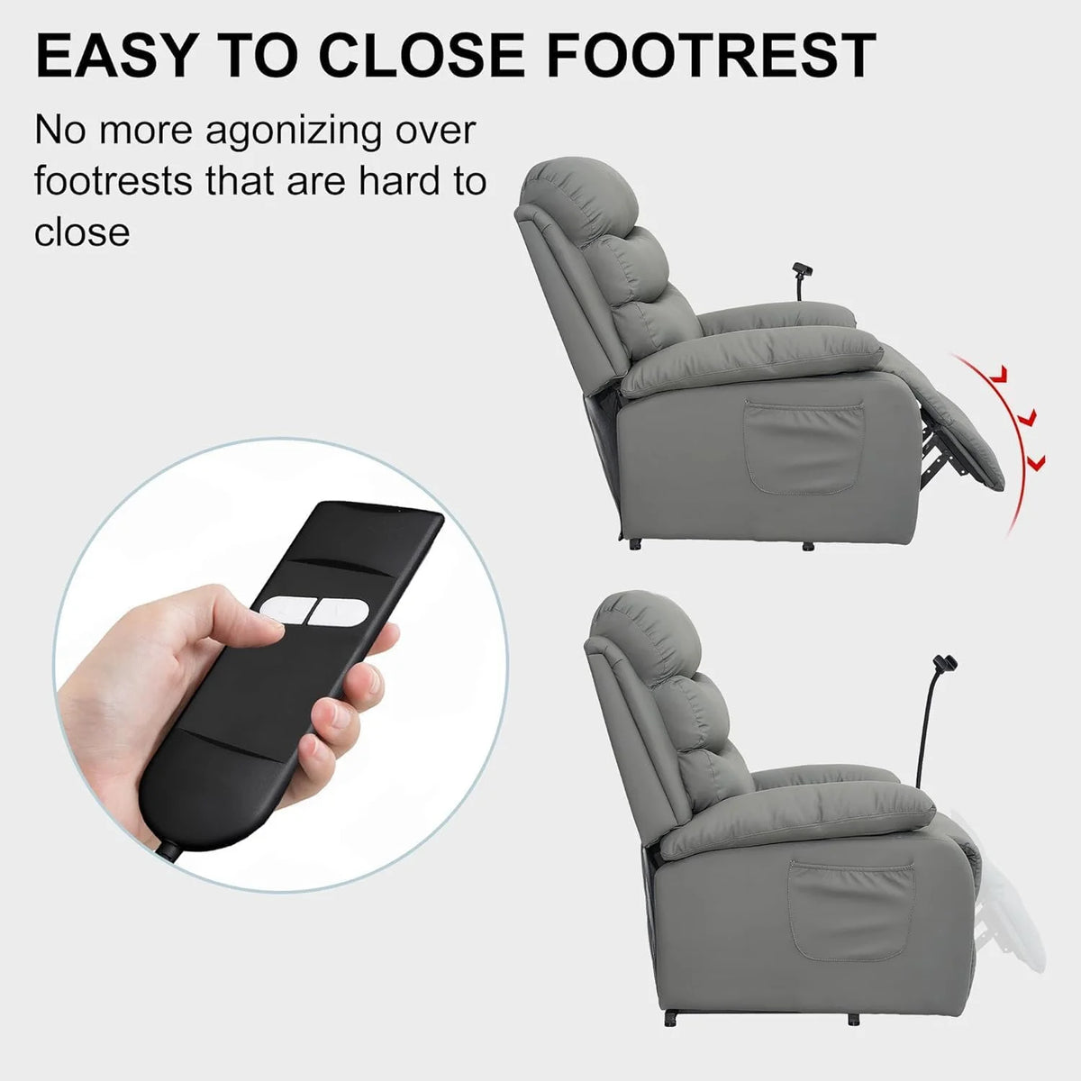 Dark Gray Micro Leather Power Lift Recliner Chair with Remote J748083