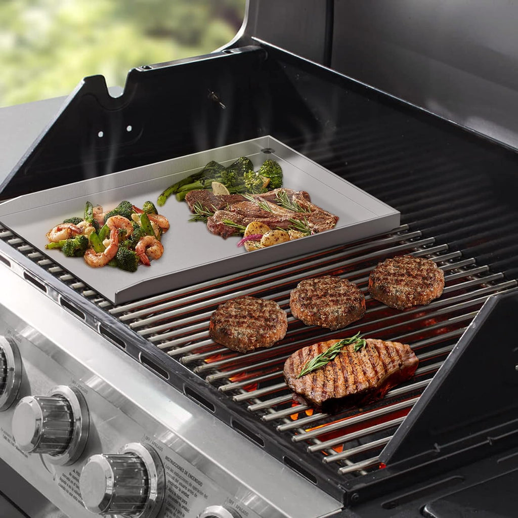 Stainless Steel Gas Grill Griddle Pan Pack of 2 K236