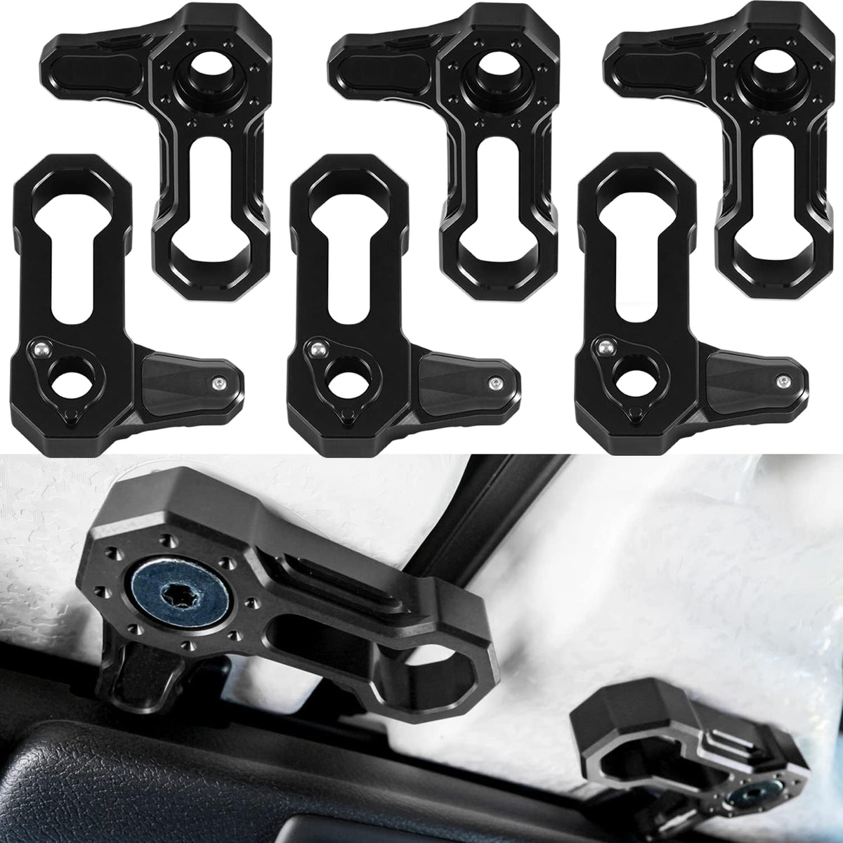 L-Shaped Panel Latch Hardtop Roof Removal Switch Handle for Jeep Wrangler JL 2018-2022 and Gladiator JT Aluminum Accessories (BLACK) R463