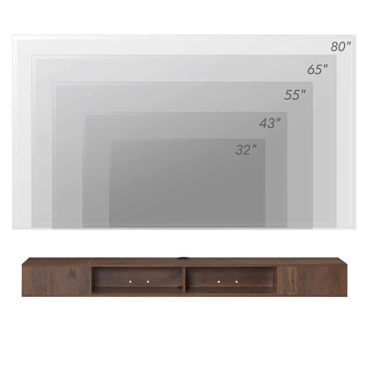 Brown Floating TV Stand with Lights for 65/75/80 Inch TV M66814