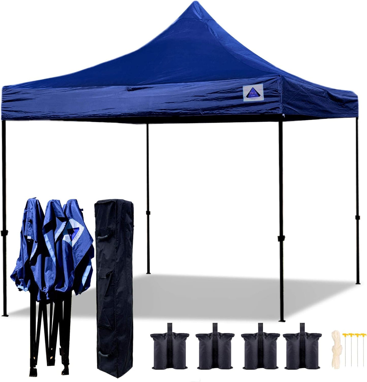 10'x10' White Pop Up Canopy Tent with Wheel Bag and 4 Sand Bags X1777