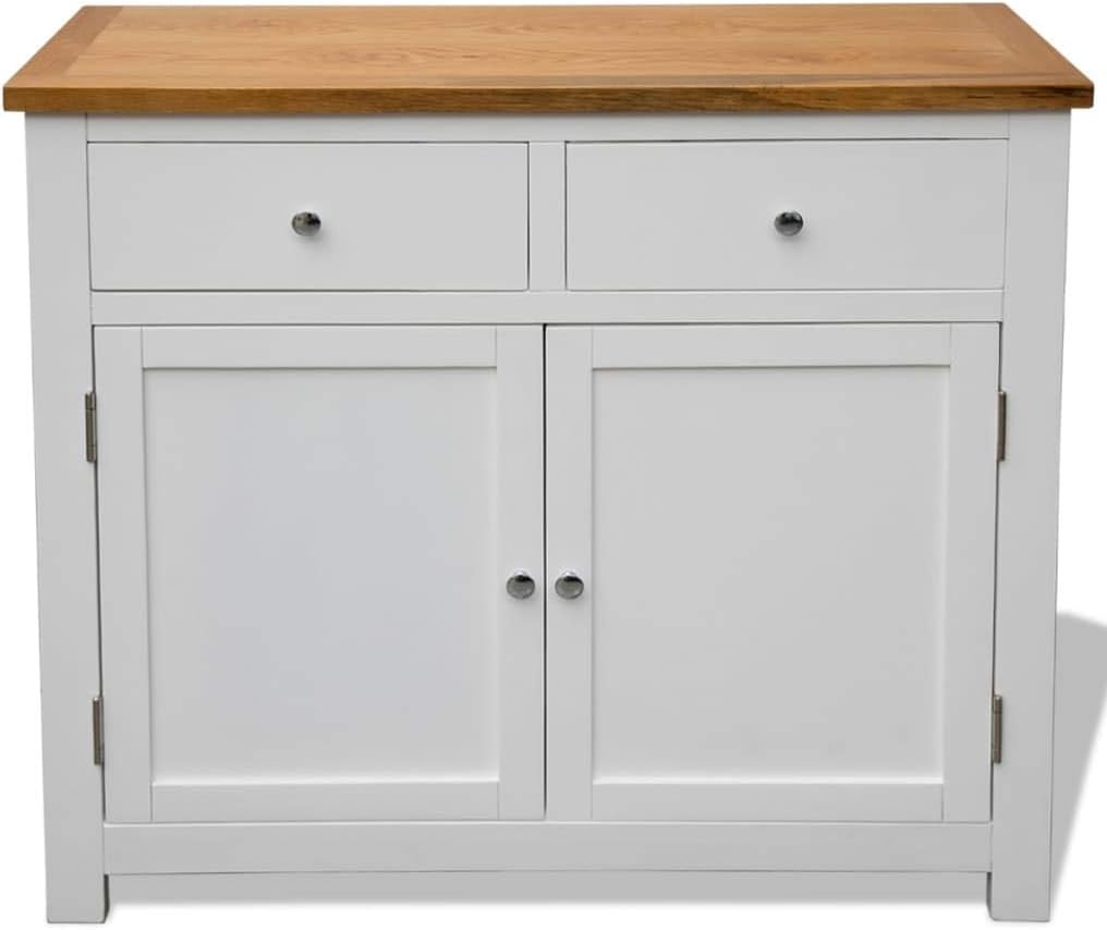 Oak Top Wooden Buffet Sideboard Storage Cabinet with 2 Drawers R397