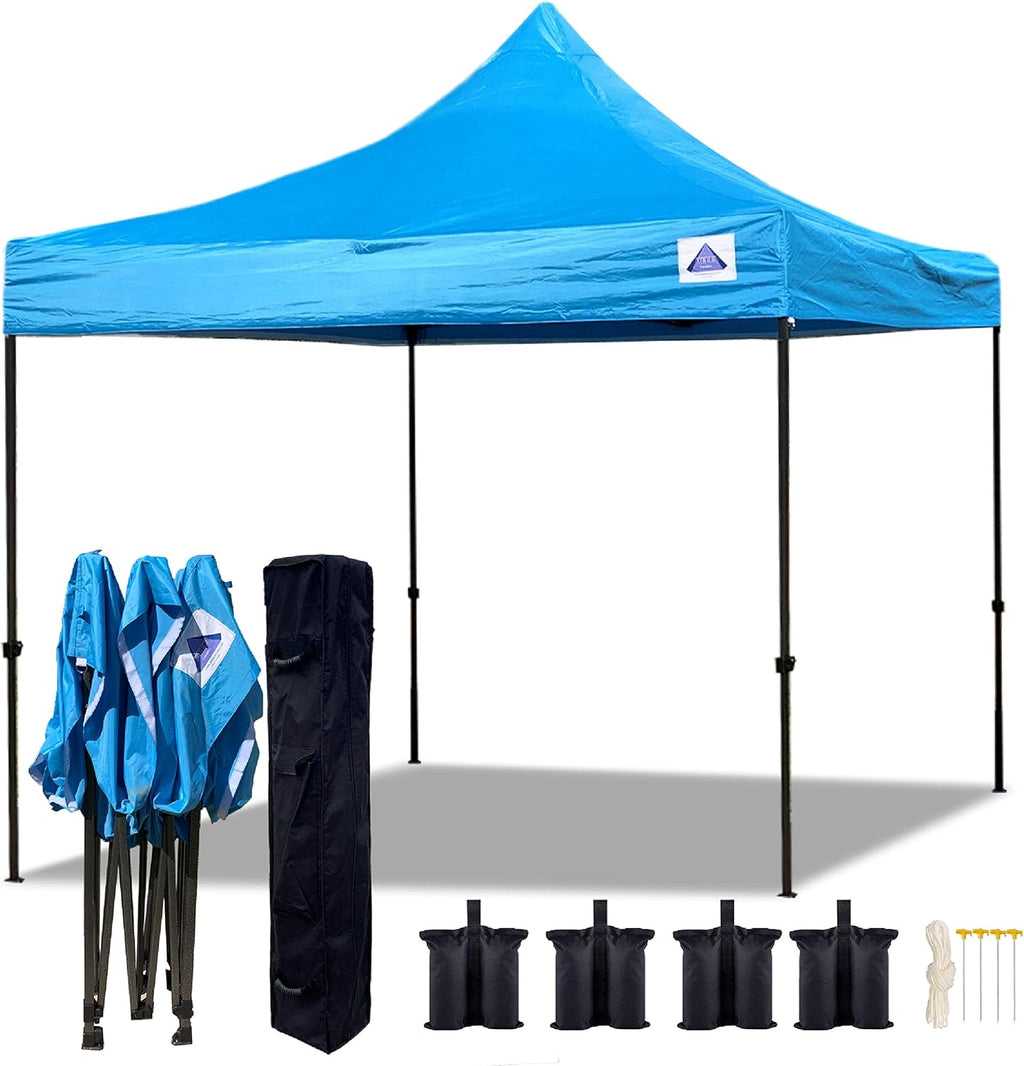 10'x10' White Pop Up Canopy Tent with Wheel Bag and 4 Sand Bags X1777