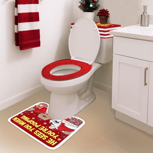 Set of 4 Toilet Seat Cover Sets with Lid Cover Rug Tank Cover B818