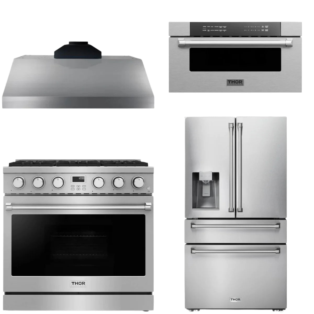 36 Gas Range, Range Hood, Refrigerator and Microwave P172951