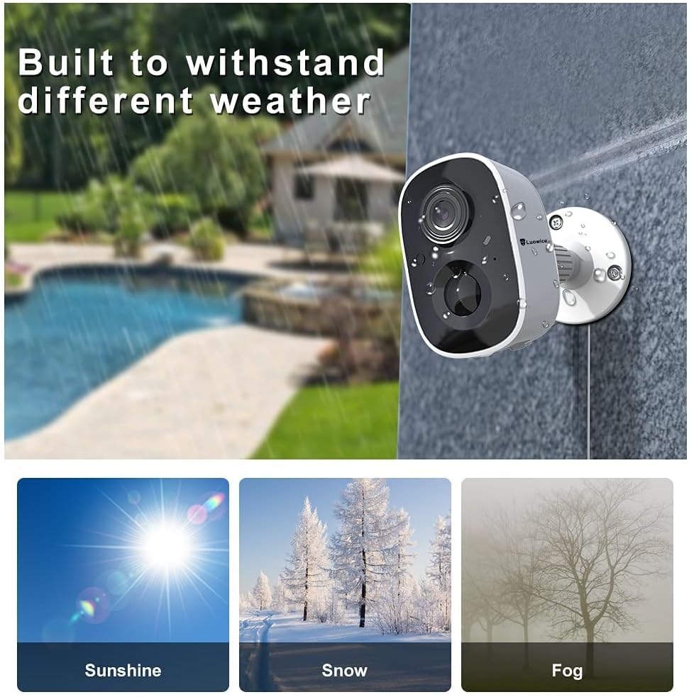 Wireless Outdoor Security Camera with Light Night Vision Rechargeable Battery AI Motion Detection S5864