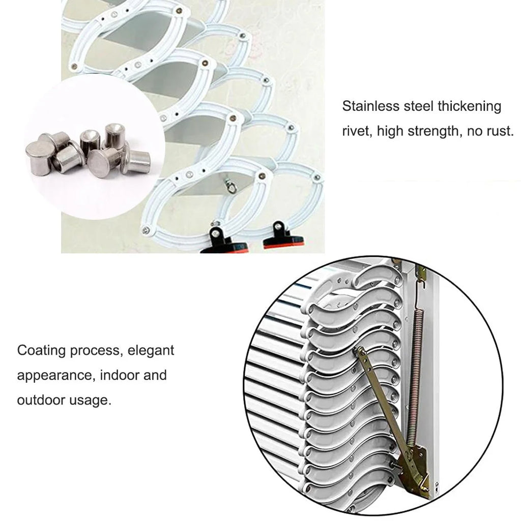 White Al-Mg Alloy Wall Mounted Loft Ladder Stairs J573