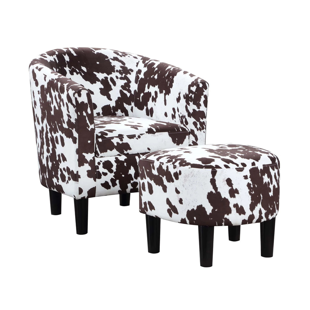 Brown Cow Print Accent Chair with Ottoman Q6243