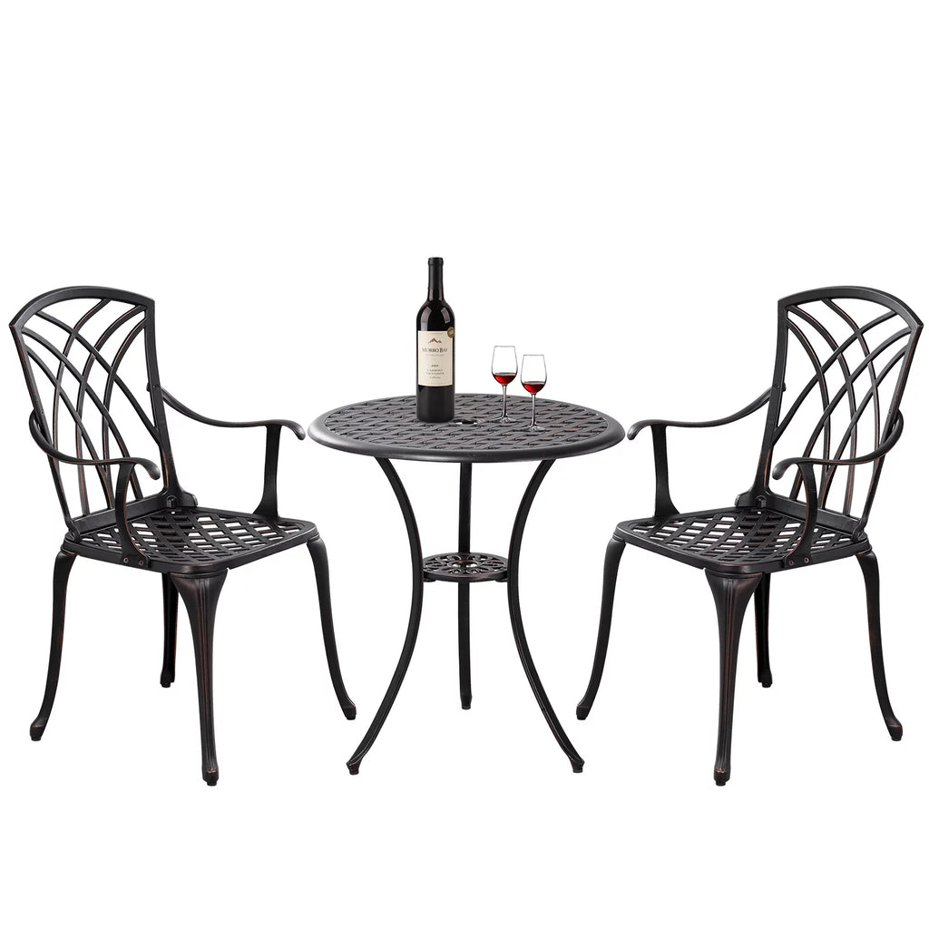 3 Piece Outdoor Bistro Set with 2 Umbrella Hole X749420