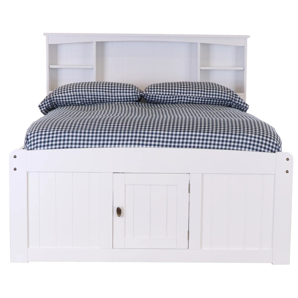 Solid Pine Bookcase Bed in Casual White C966