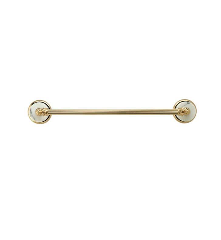 Satin Nickel Wall Mount Towel Bar with Green Marble Handles U9435