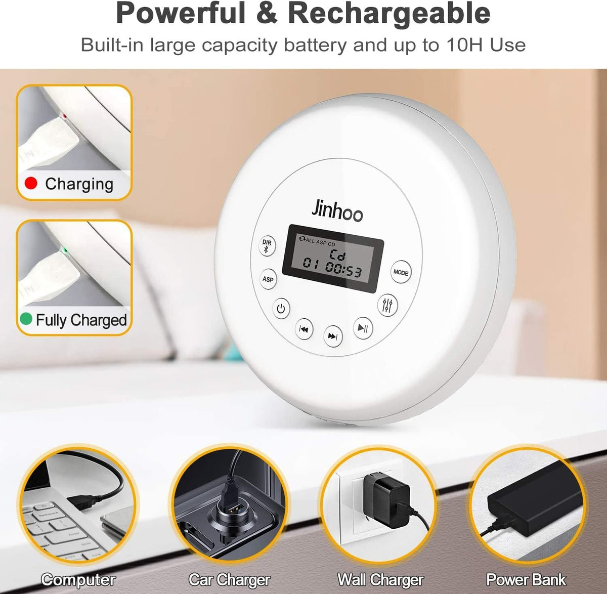 Portable CD Player with Bluetooth, LCD Display, Pack of 2 Z1988
