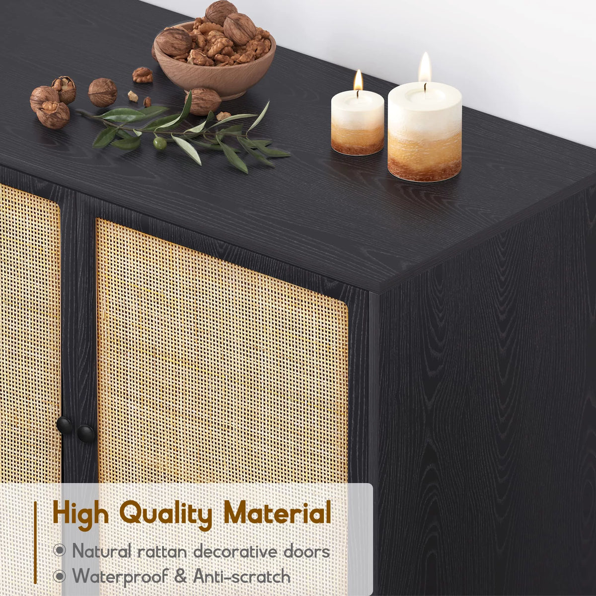 Black Rattan Storage Cabinet C59486