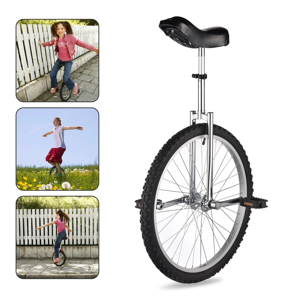 24 In Wheel Outdoor Unicycle Adjustable Seat Anti-Skid Pedal Red N686553