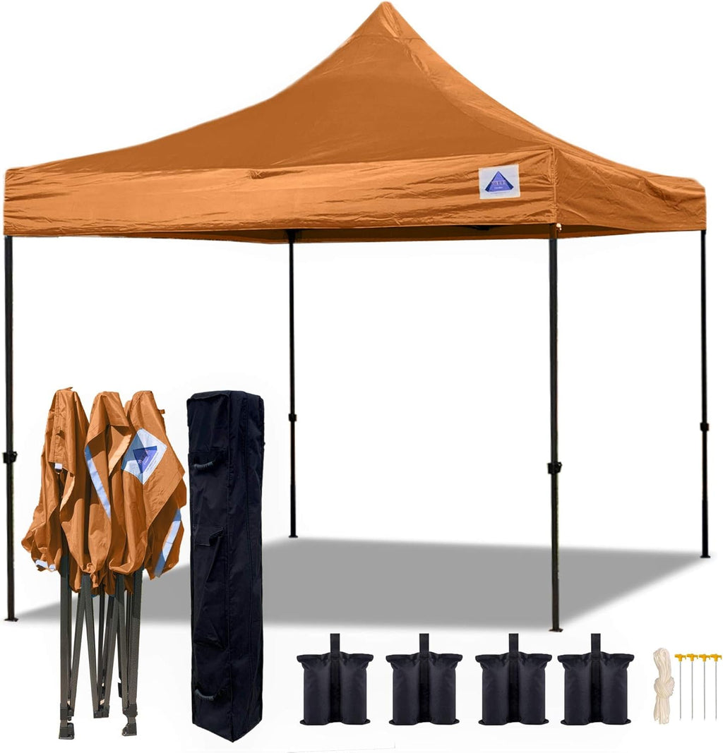 10'x10' White Pop Up Canopy Tent with Wheel Bag and 4 Sand Bags X1777