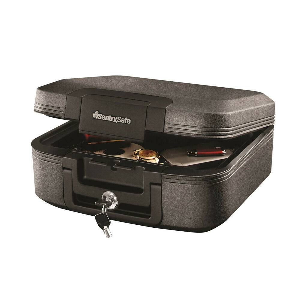 Black Fire-Resistant and Water-Resistant Chest Safe with Tubular Key Lock 0.28 Cu. ft. Q342
