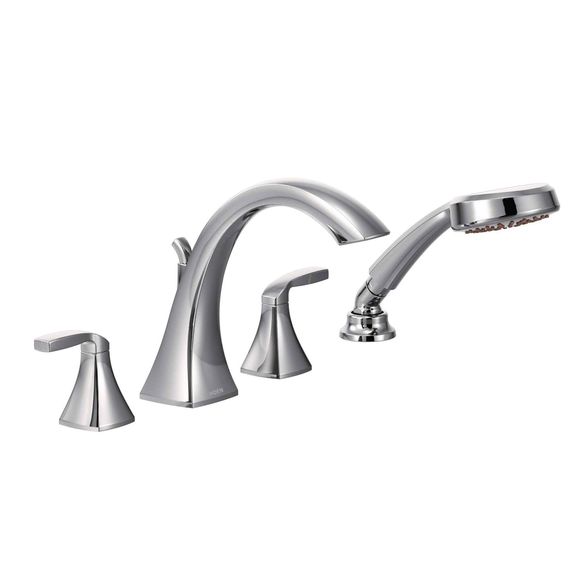 Chrome Two-Handle Roman Tub Faucet with Hand Shower D170