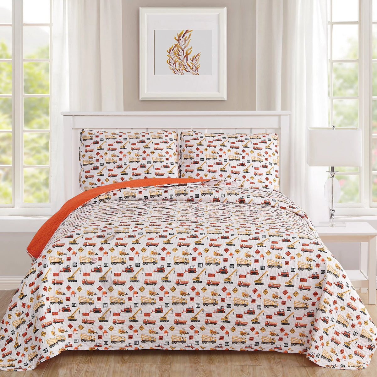 Cotton Reversible Comforters Twin/Twin-XL White J2416