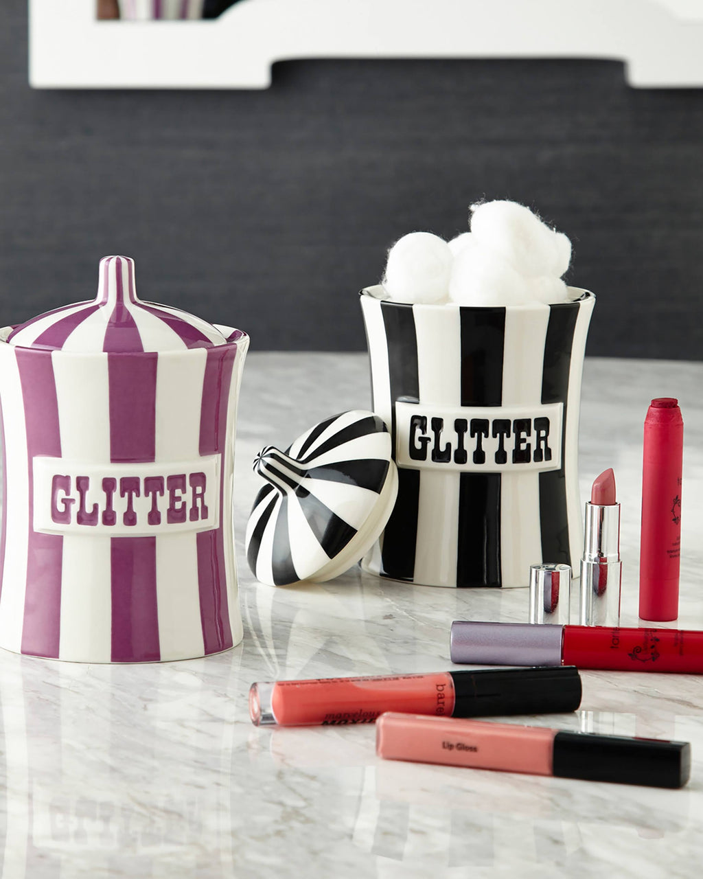 Black/White Glitter Canister O507