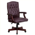 Burgundy Leather Swivel Office Chair W348