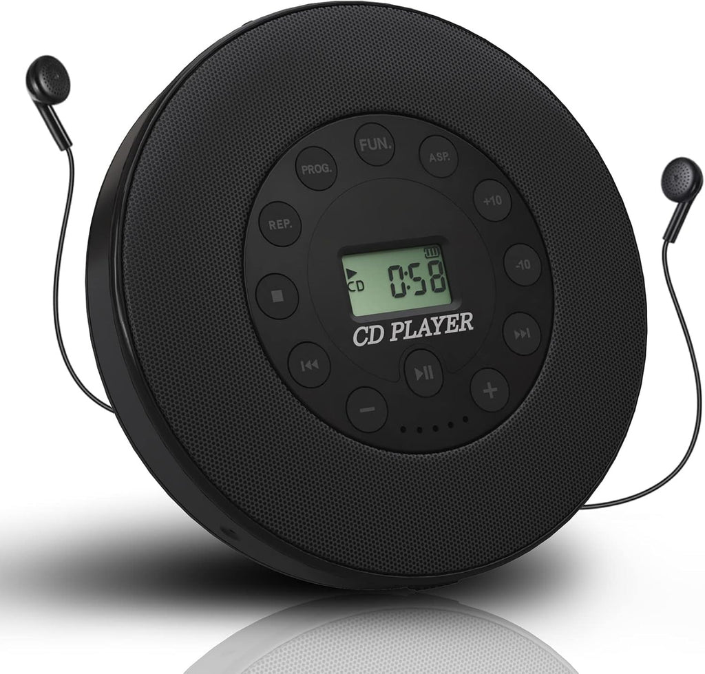 Portable CD Player with Stereo Speakers, 2000mAh Battery, Black, Pack of 2 W80443