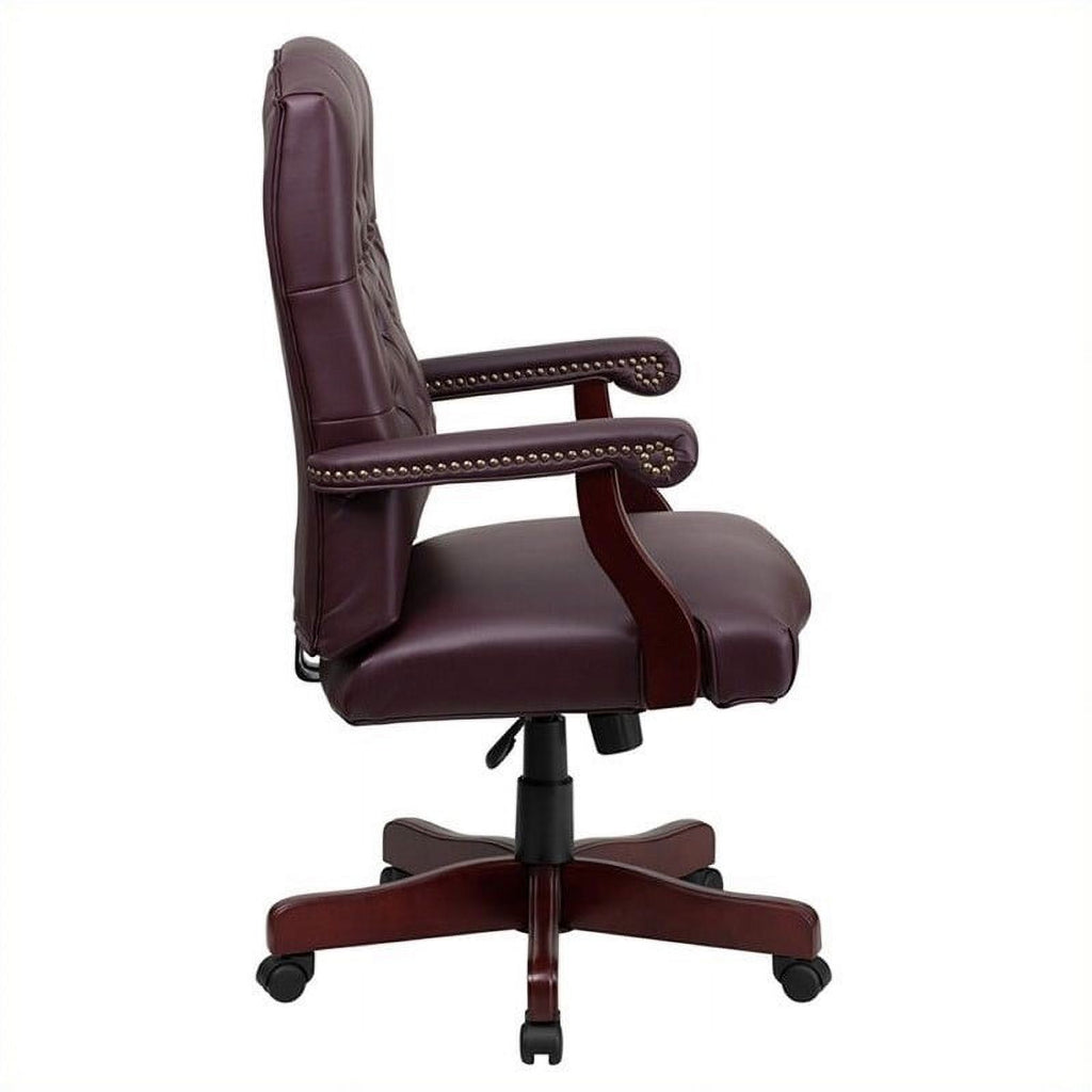 Burgundy Leather Swivel Office Chair W348