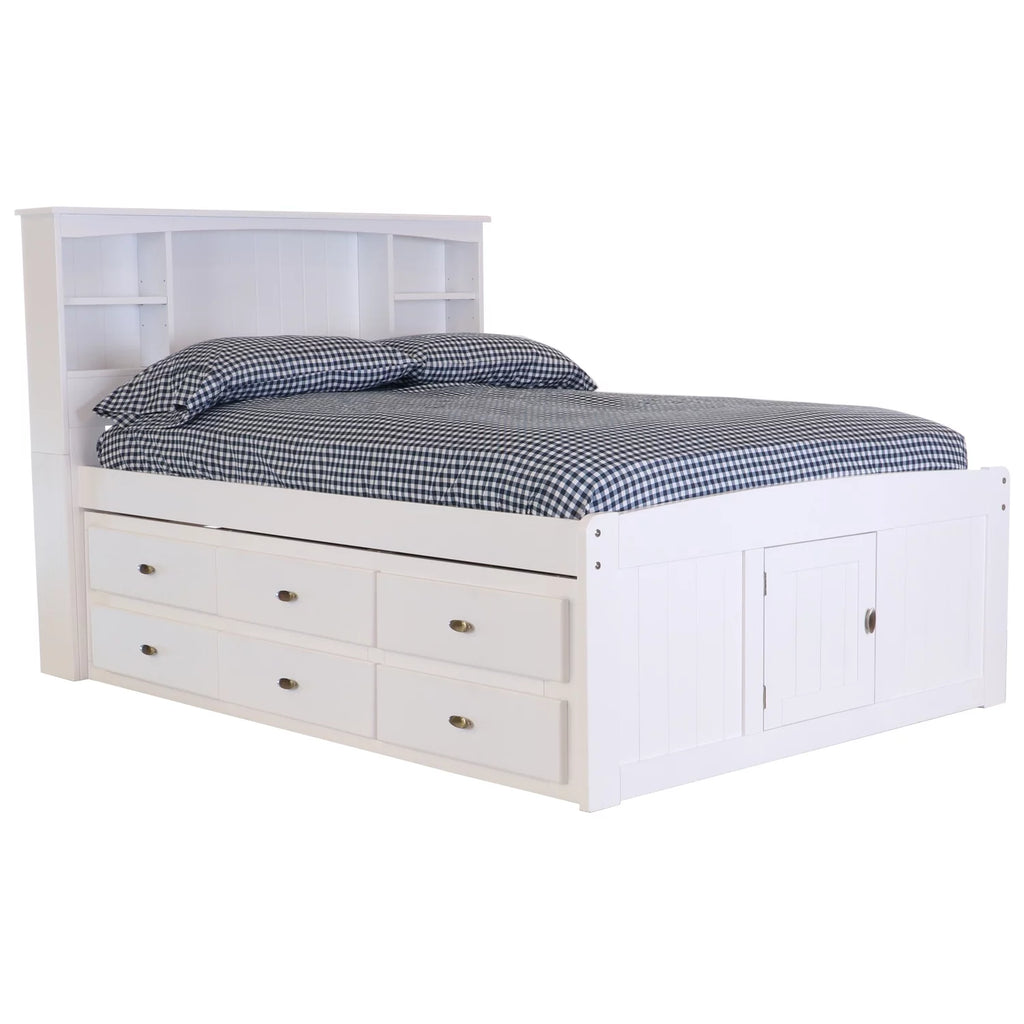 Solid Pine Bookcase Bed in Casual White C966