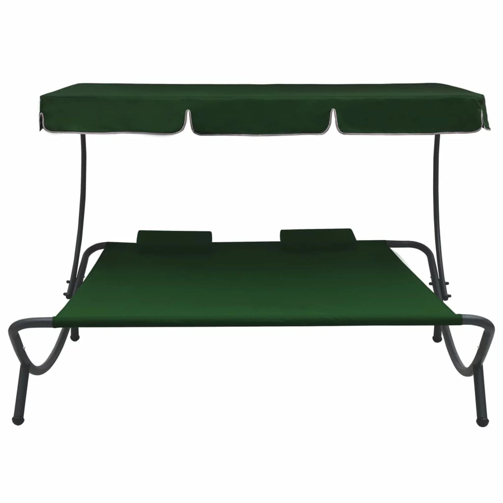 Outdoor Bed with Canopy and Pillows Green B626