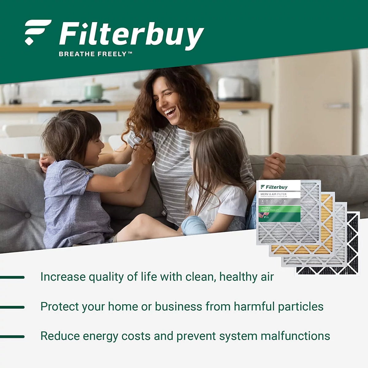 16x25x5 MERV 8 Pleated HVAC Air Filters (3-Pack) J71579