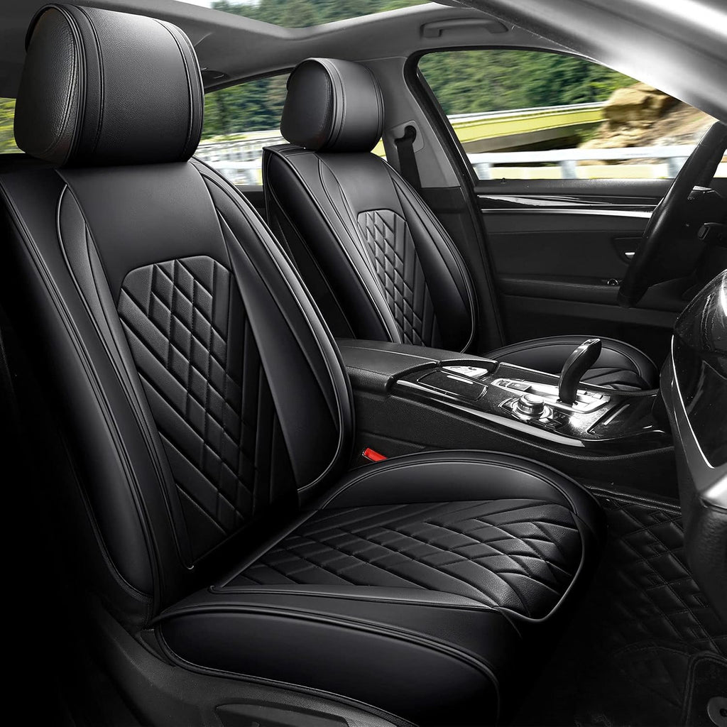Grey Leather Car Seat Cover 2 Pcs Y780190