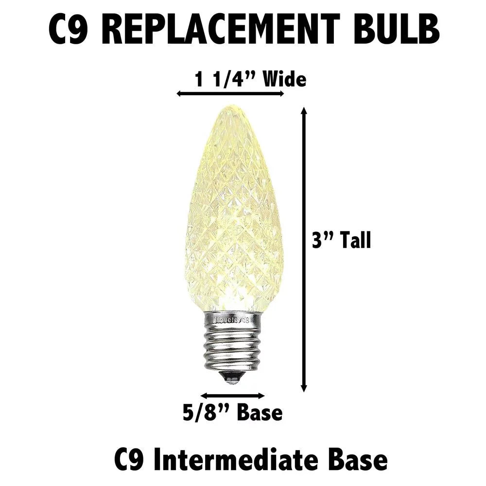 25 Pack C9 LED Faceted Dimmable Outdoor Christmas Replacement Bulbs, Red Z265