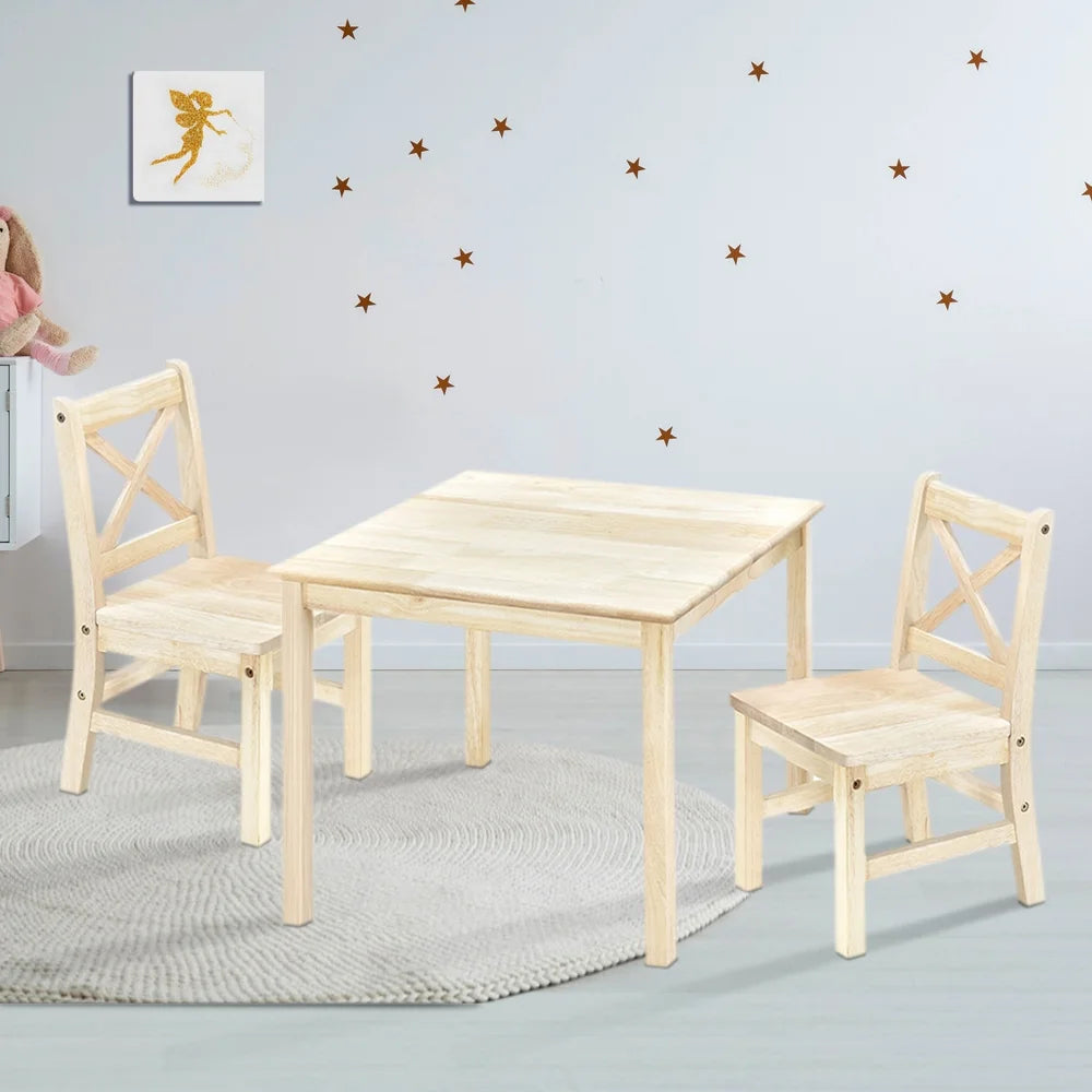 Solid Hard Wood Kids Table and Chair Set, 3 Pieces H651515