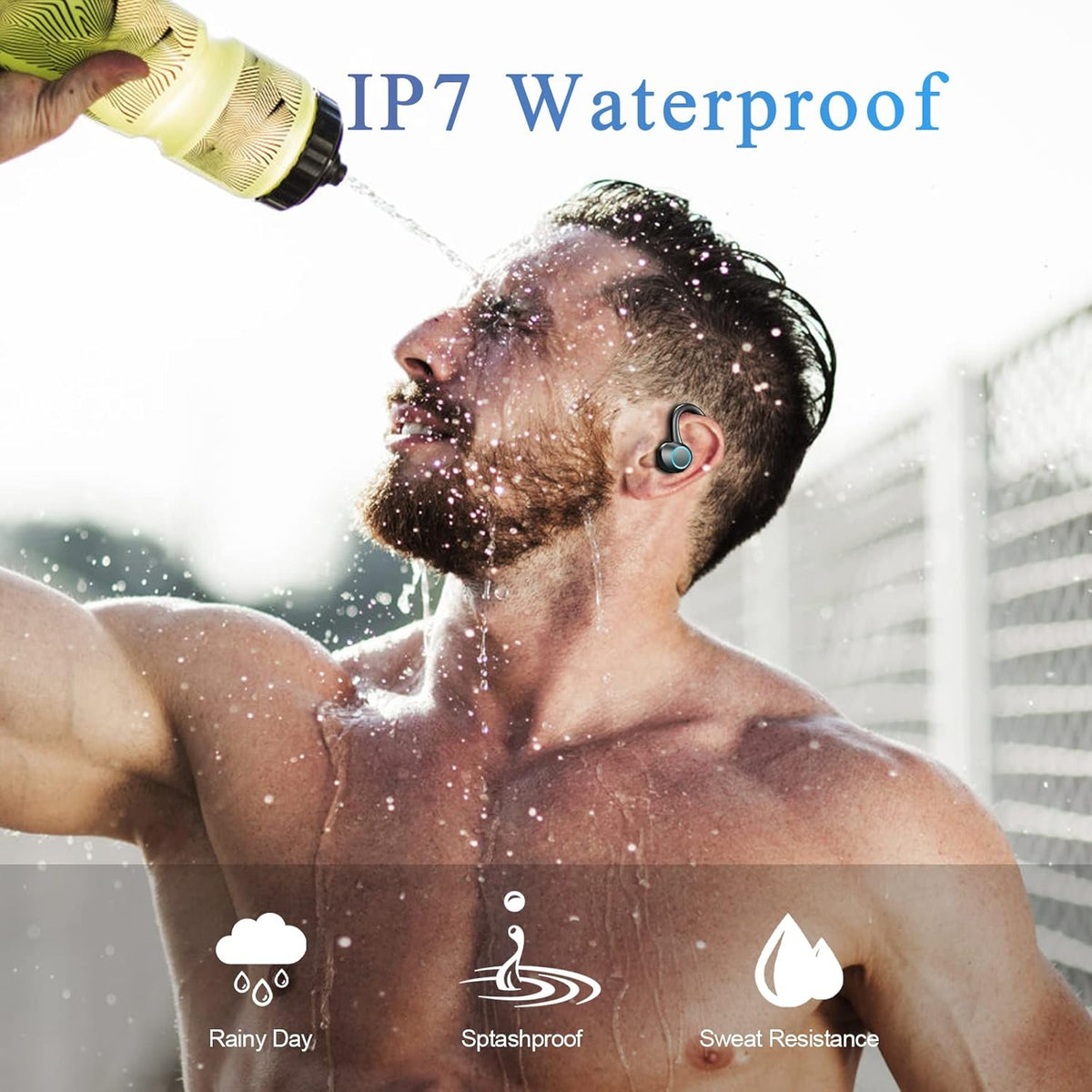 Wireless Bluetooth 5.1 Sport Earbuds with Earhooks, IP7 Waterproof, Pack of 2 V378