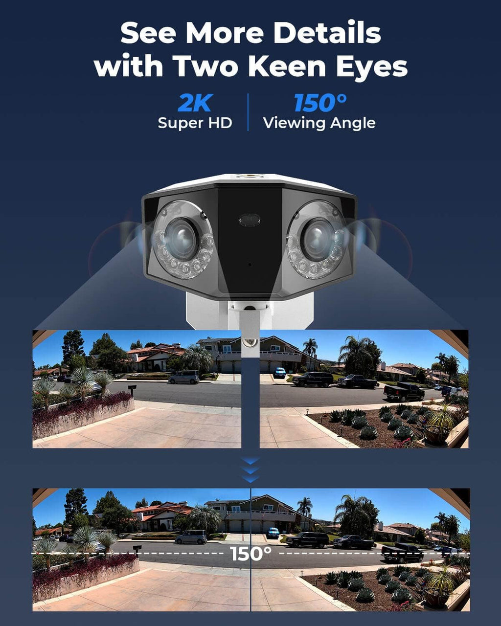4MP Dual Lens Outdoor Security IP PoE Camera with Motion Spotlights D921