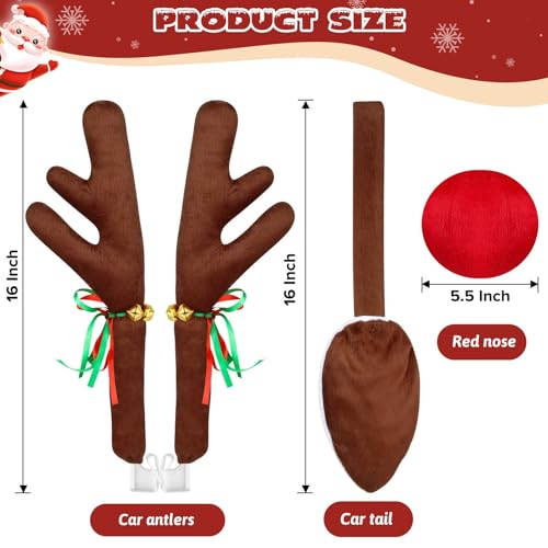 Car Reindeer Antler Kit Nose and Tail Christmas Decoration Set T56821
