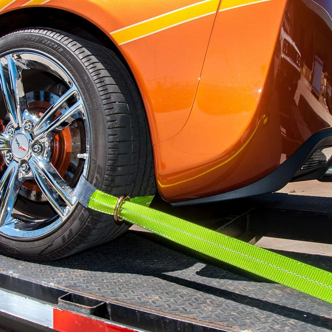 2 Inch x 12 Foot Yellow Loop Car Tie Down Straps S7603