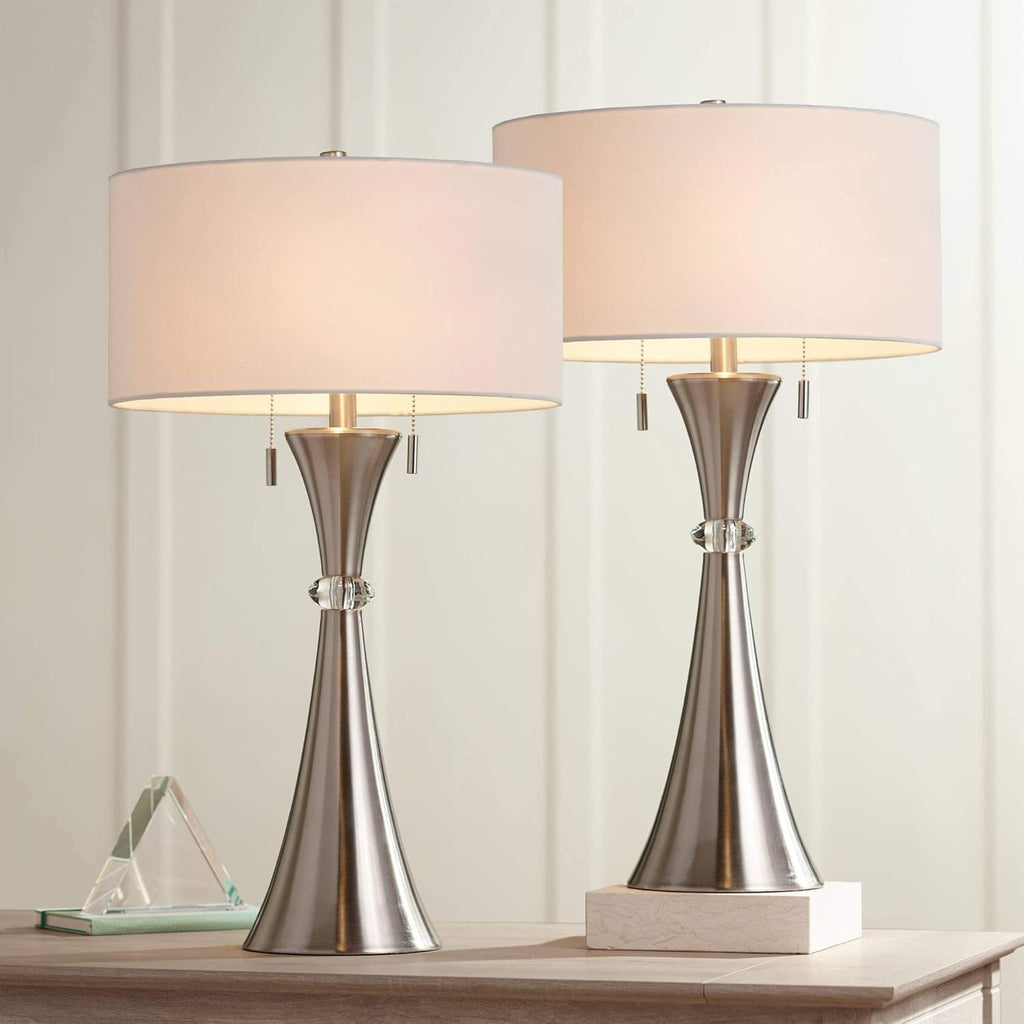Silver Metal Table Lamps Set of 2 E139
