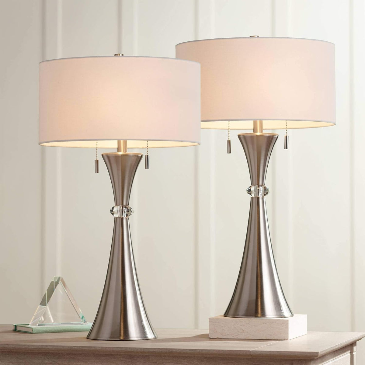 Silver Metal Table Lamps Set of 2 E139